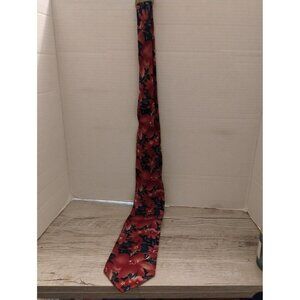 Wembley 100% Silk Floral Necktie Red & Navy Blue Pattern 56" Mens Accessory